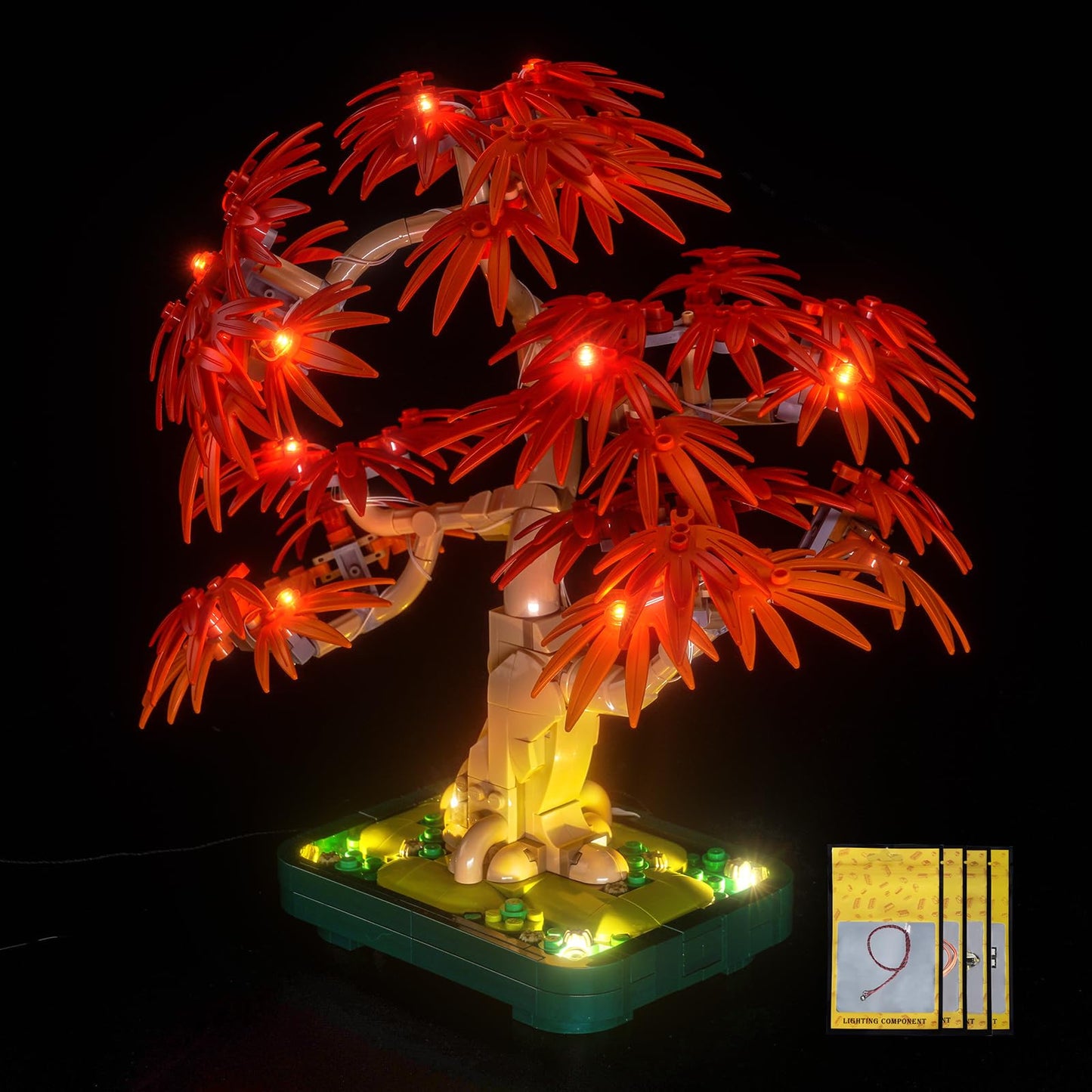 Hilighting Upgraded LED Light Kit for Lego Japanese Red Maple Bonsai Tree – USB Powered, 3M Adhesive, Easy Install