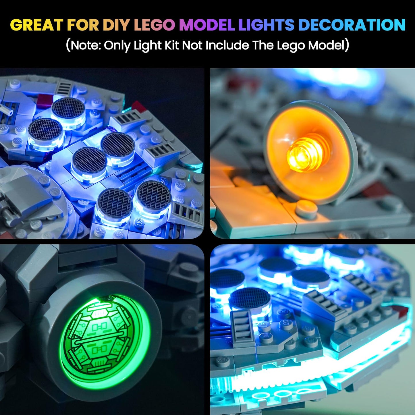 Hilighting Upgraded LED Light Kit for LEGO 75375 Millennium Falcon – Easy Install, USB or Battery Power