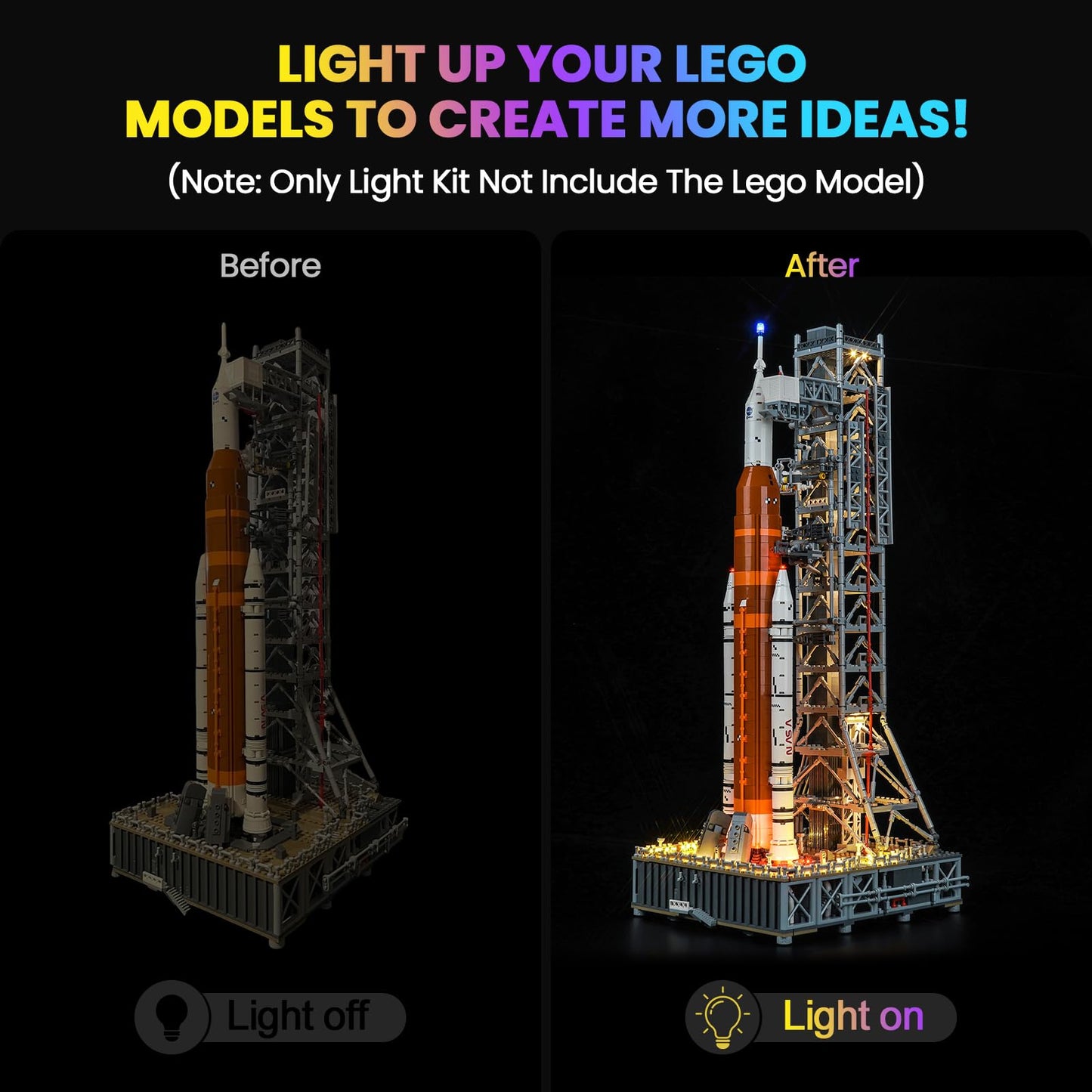 Hilighting Upgraded LED Light Kit for Lego NASA Artemis SLS with Remote – 10341 Compatible