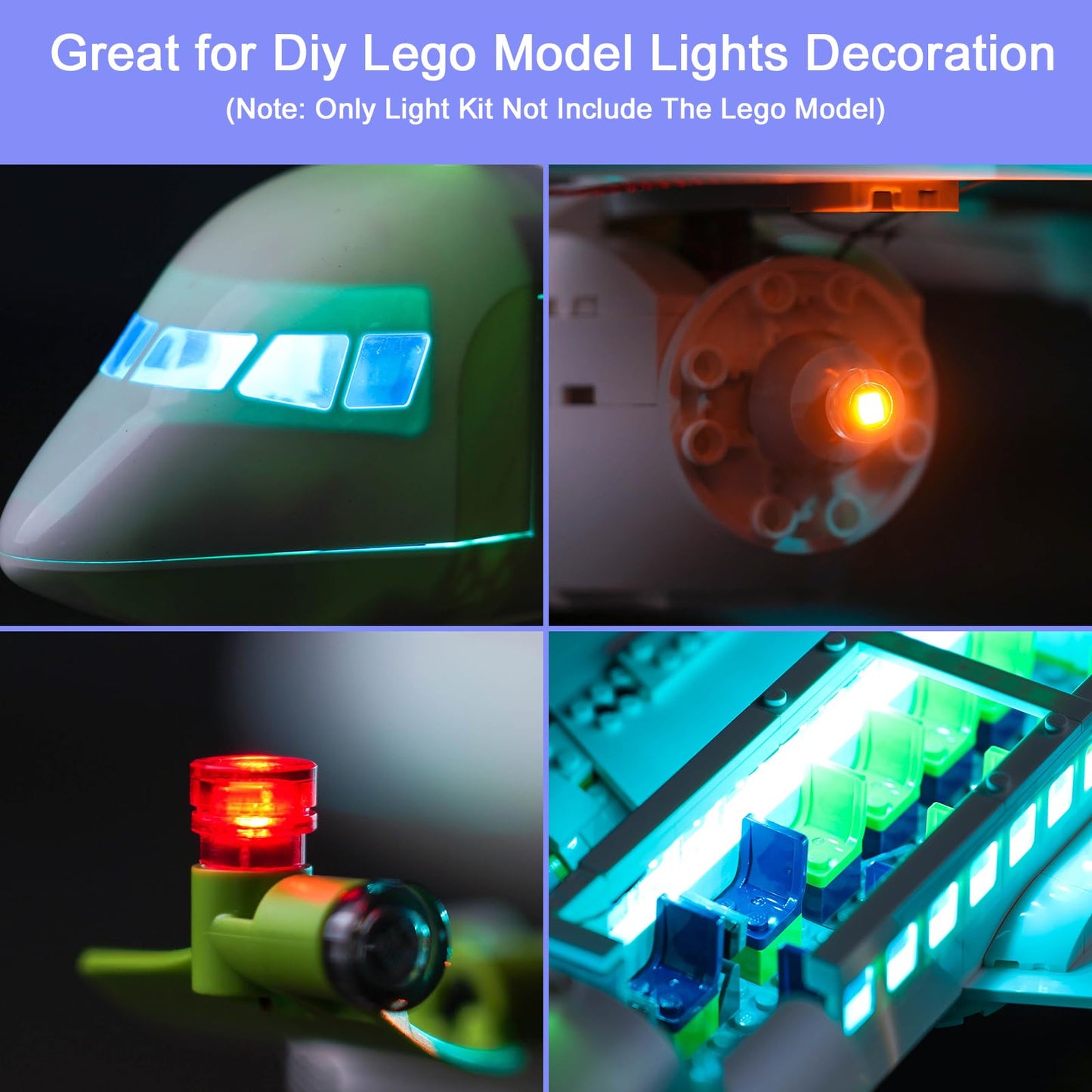 Hilighting LED Light Kit for LEGO Passenger Airplane 60367 | Upgraded Lighting