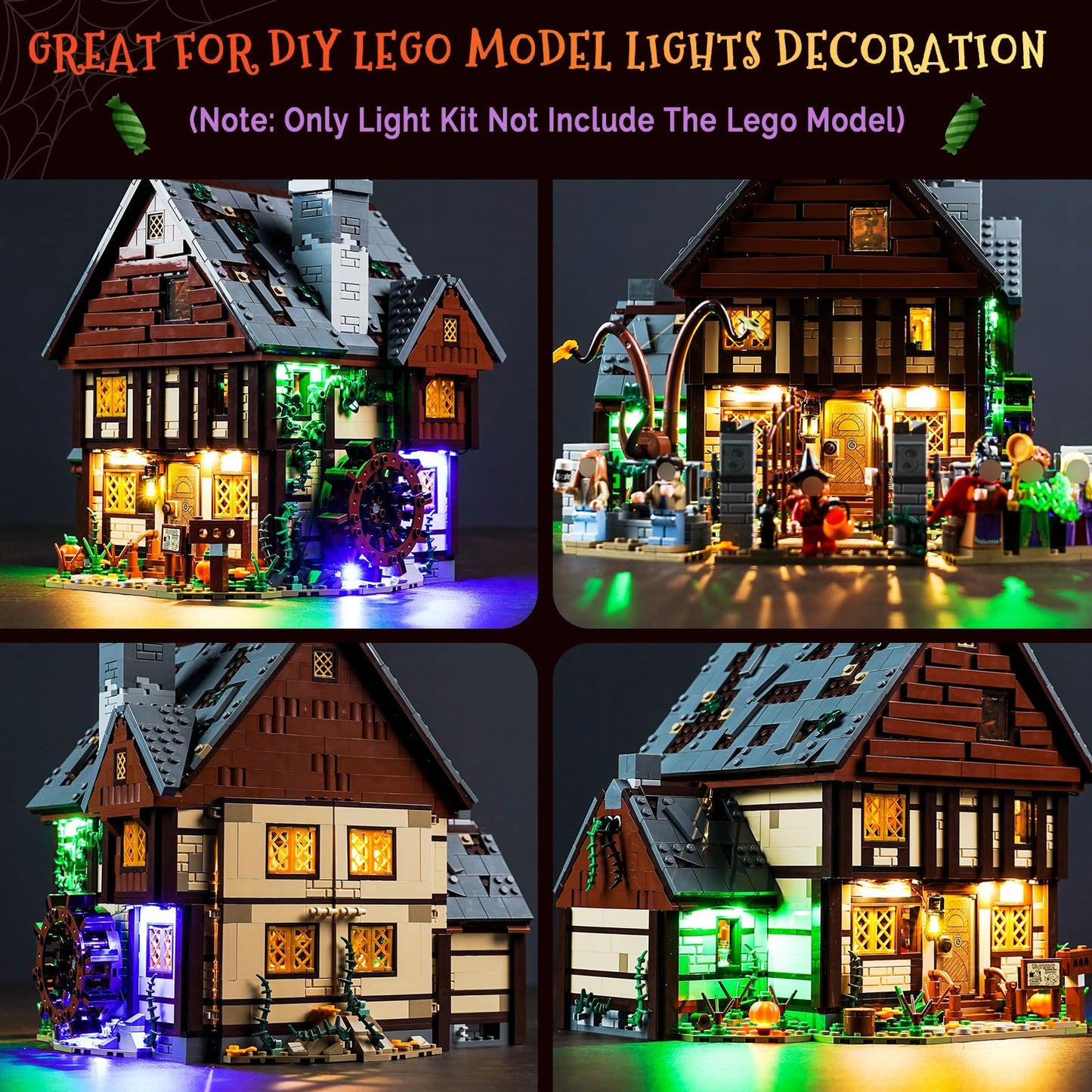 Hilighting Upgraded Light Kit for Lego 21341 Hocus Pocus Cottage – USB Powered LED