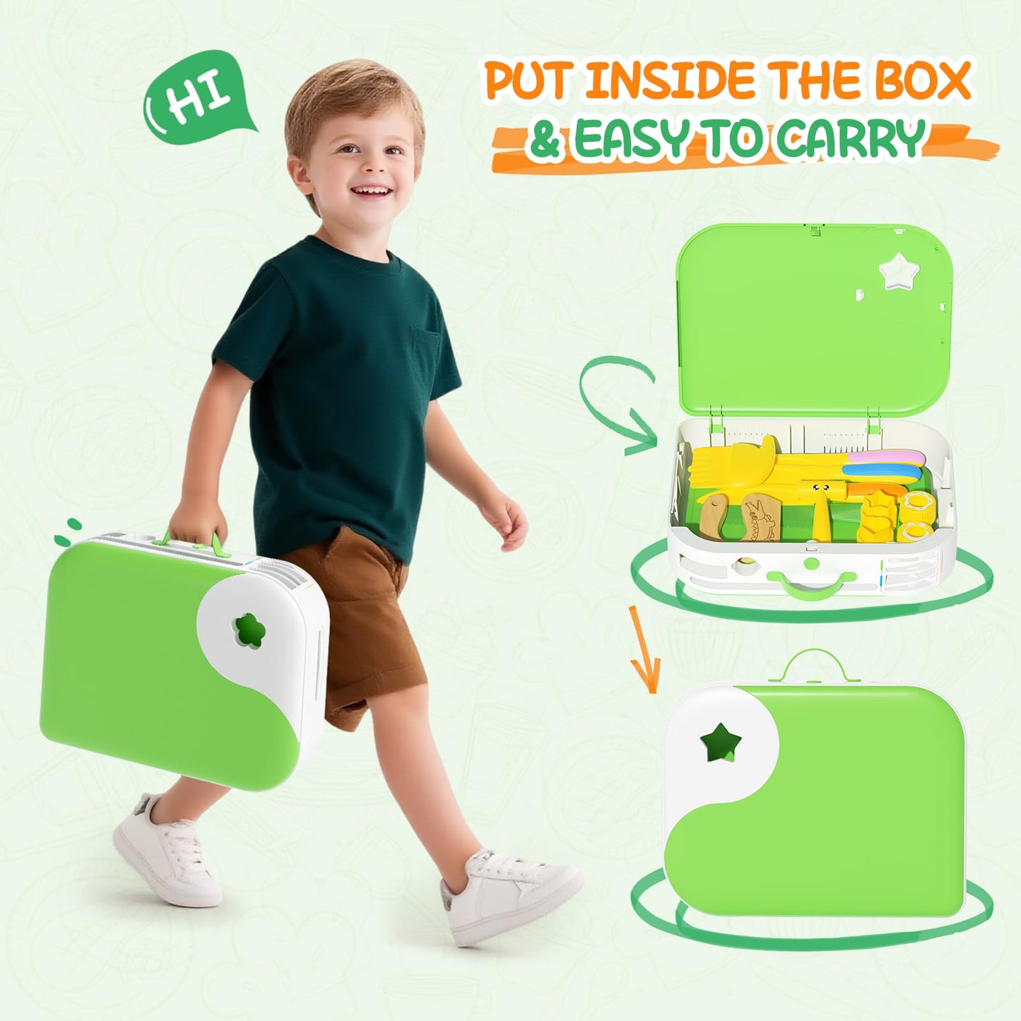 Hilsoeet Kids Kitchen Knife Set with Storage Box – Safe Montessori Toy for Ages 3-8 (Green)