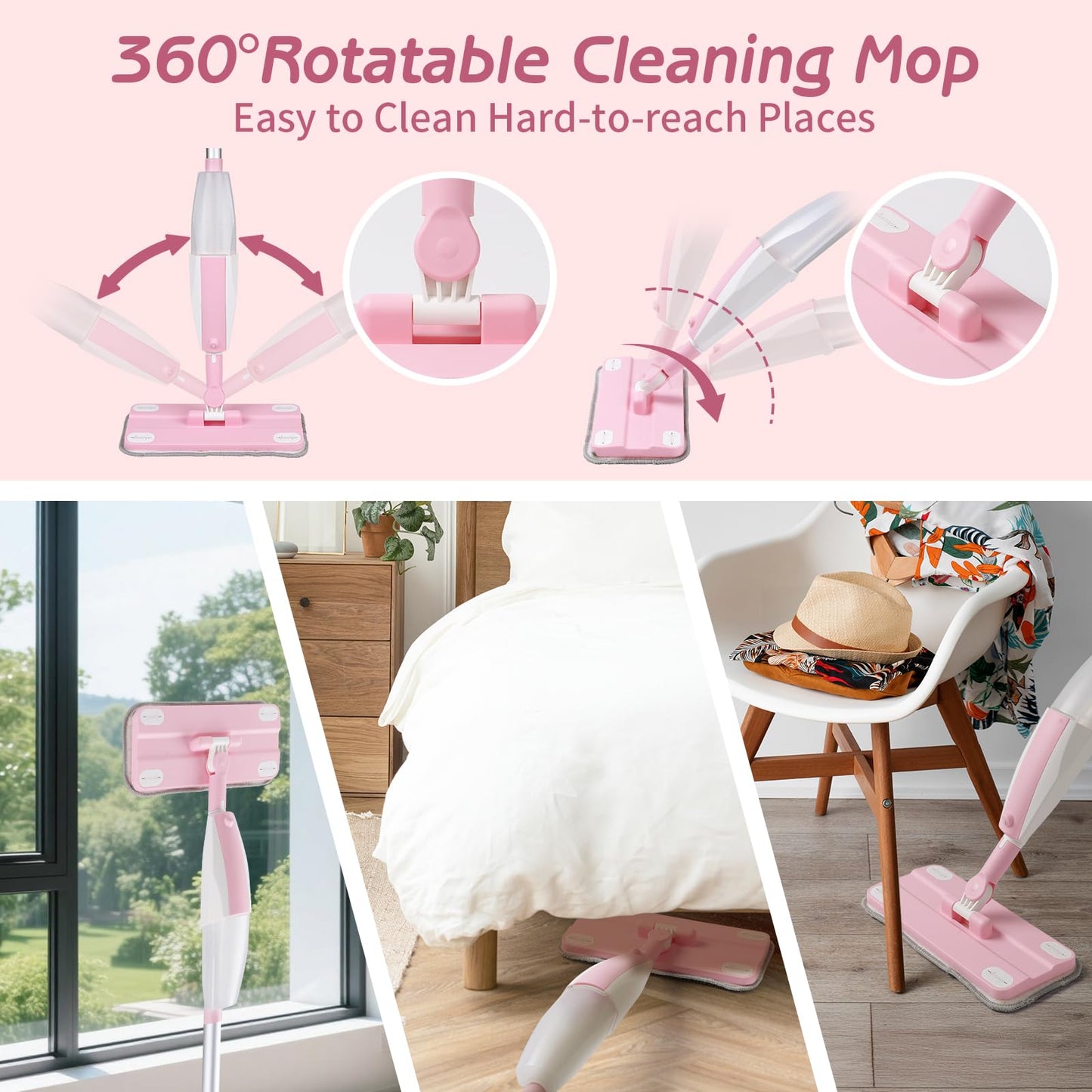 Hilsoeet Kids Spray Mop Pink — Real Water-Spraying Toy for Toddlers