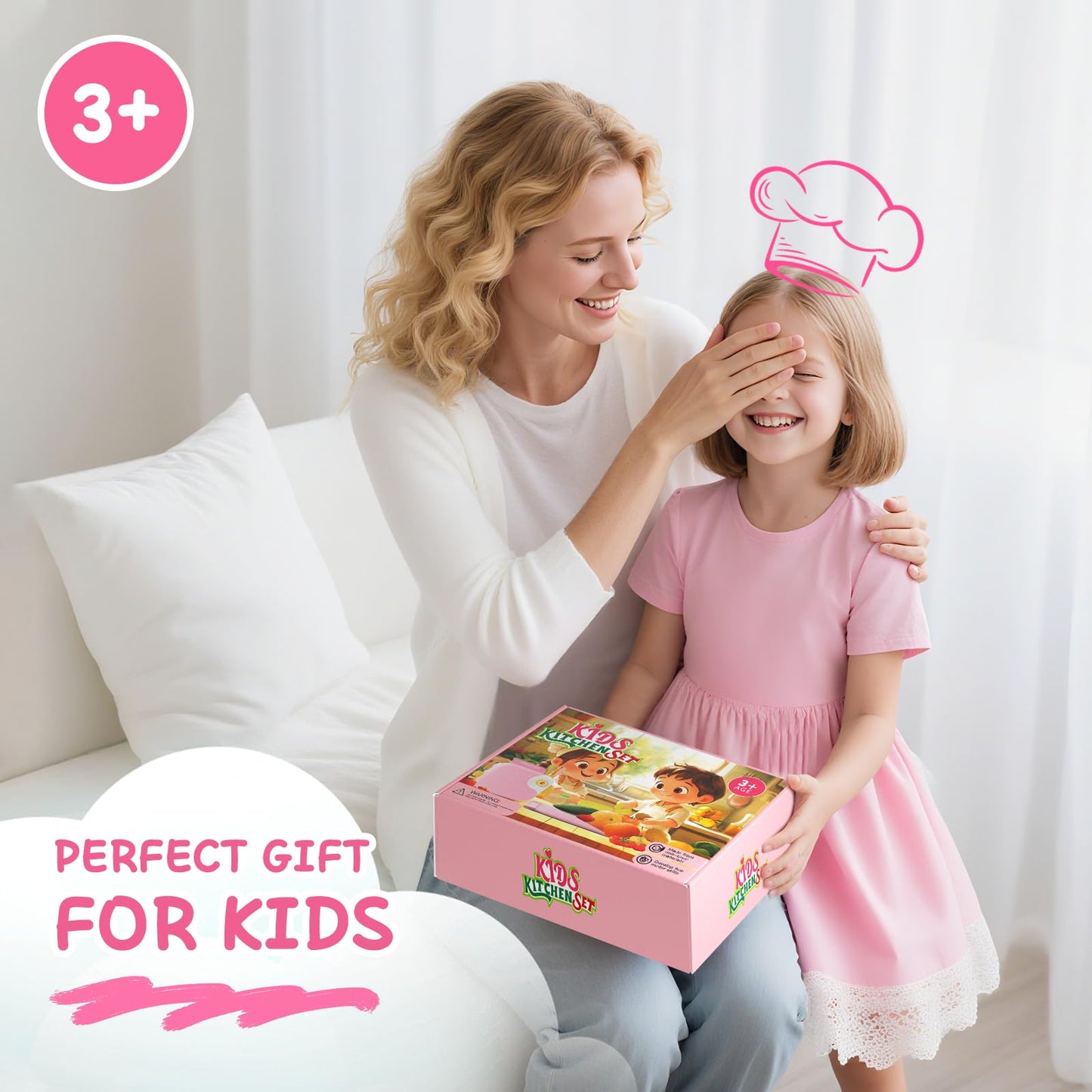 Hilsoeet Kids Kitchen Knife Set – Pink Storage Box | Safe Montessori Toy for Ages 3–8