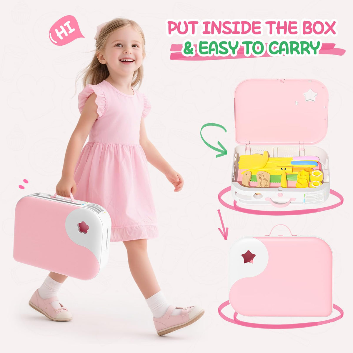 Hilsoeet Kids Kitchen Knife Set – Pink Storage Box | Safe Montessori Toy for Ages 3–8