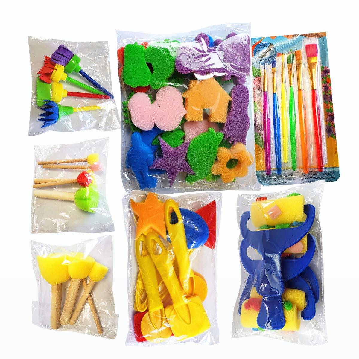 Himeeu 53 Pcs Paint Sponge Brush Set for Kids – Colorful DIY Art Kit