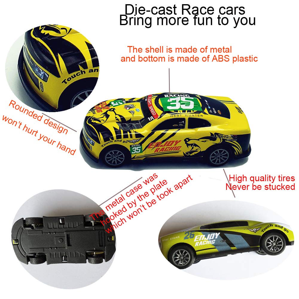 Himeeu Pull Back Racing Cars – Die-Cast 3-Inch Metal Cars Set of 5 (Friction-Powered)