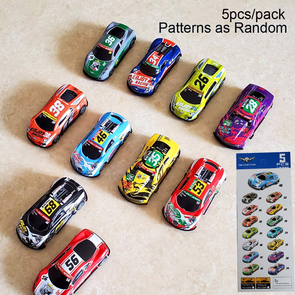 Himeeu Pull Back Racing Cars – Die-Cast 3-Inch Metal Cars Set of 5 (Friction-Powered)