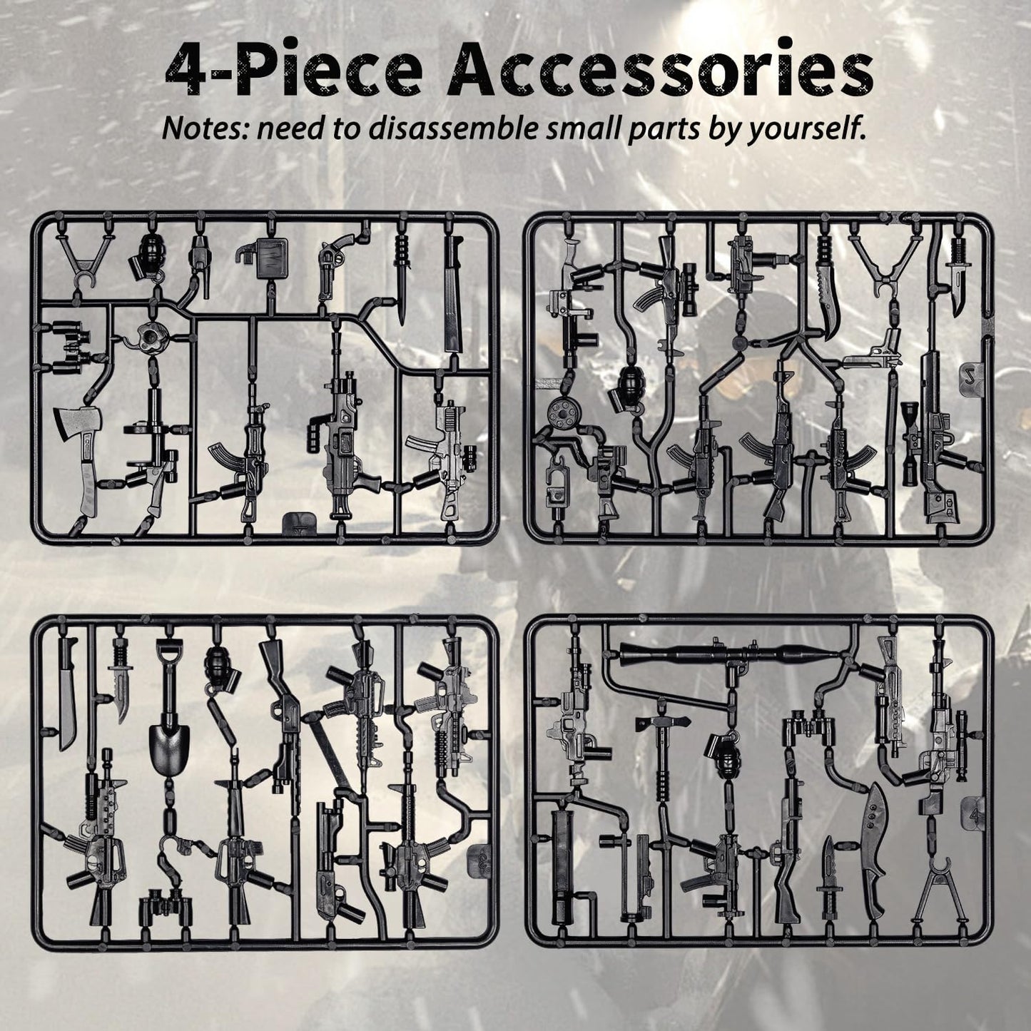 HIMIRICH Military Weapons Pack – US Army Accessories for Kids, Compatible with Major Building Blocks