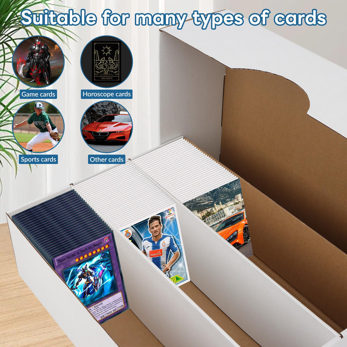 HIMOMO 6 Pack Trading Card Storage Box – 2340 Card Capacity, White Organizer for Sports Cards