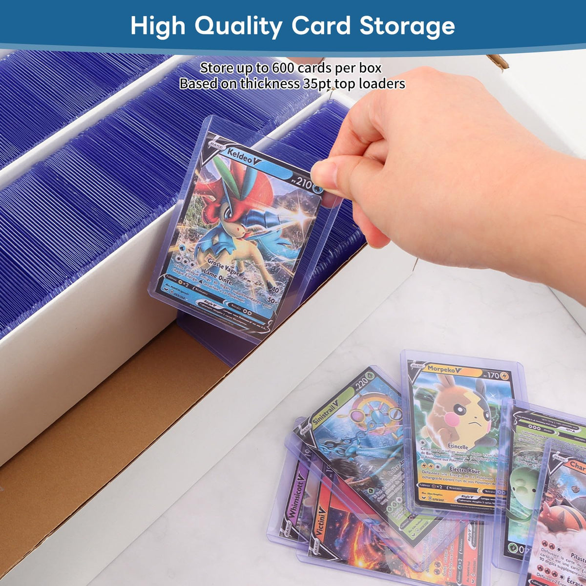 HIMOMO 6 Pack Trading Card Storage Box – 2340 Card Capacity, White Organizer for Sports Cards