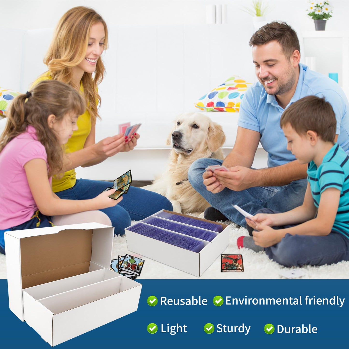 HIMOMO 6 Pack Trading Card Storage Box – 2340 Card Capacity, White Organizer for Sports Cards