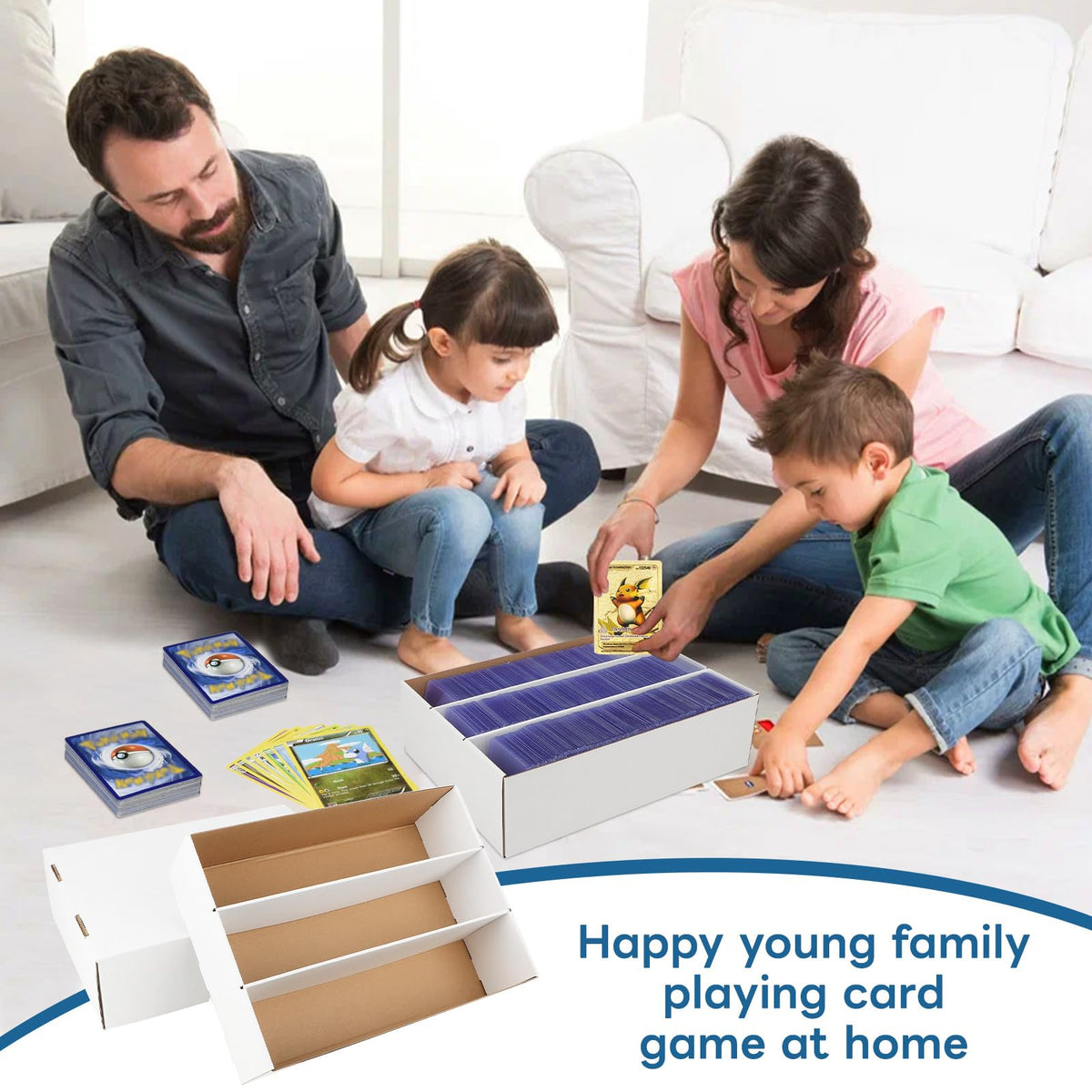 HIMOMO 6 Pack Trading Card Storage Box – 2340 Card Capacity, White Organizer for Sports Cards