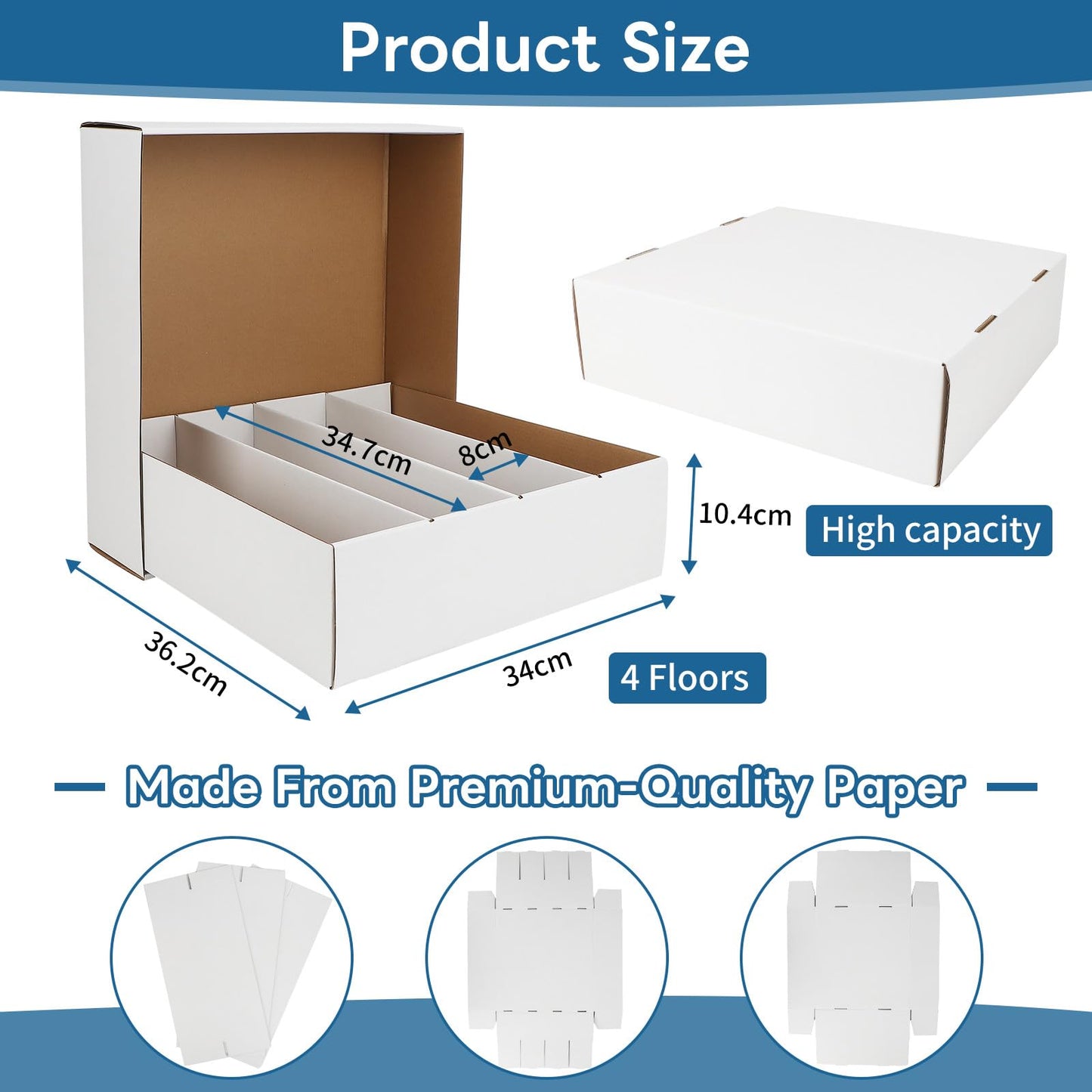 HIMOMO Trading Card Storage Box – 3120 Card Capacity, 6-Set White Card Storage Case
