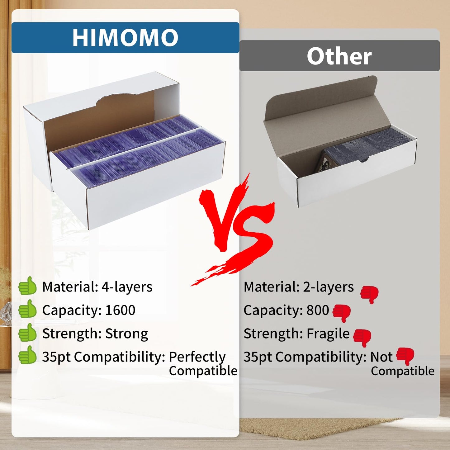 HIMOMO 6-Set Trading Card Storage Box – 1600 Card Capacity