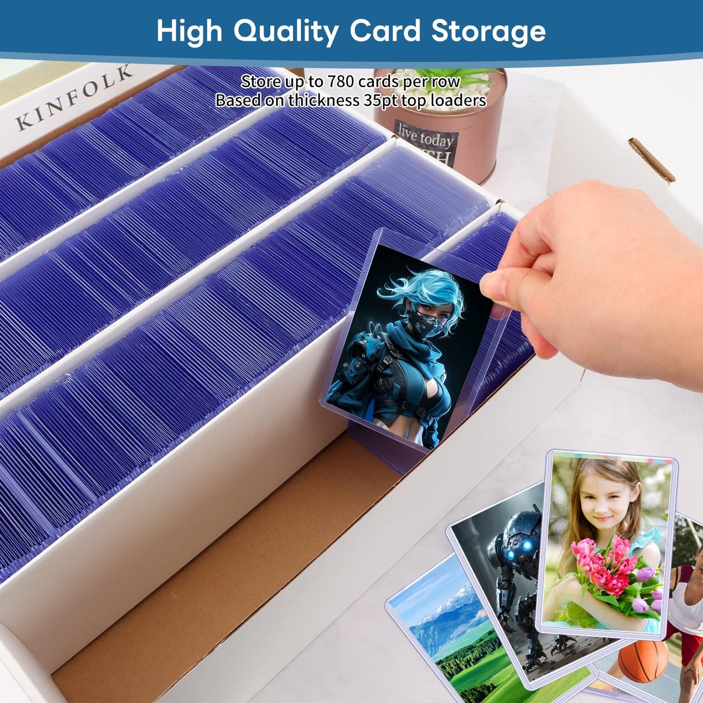 HIMOMO Trading Card Storage Box – 3120 Card Capacity, 6-Set White Card Storage Case