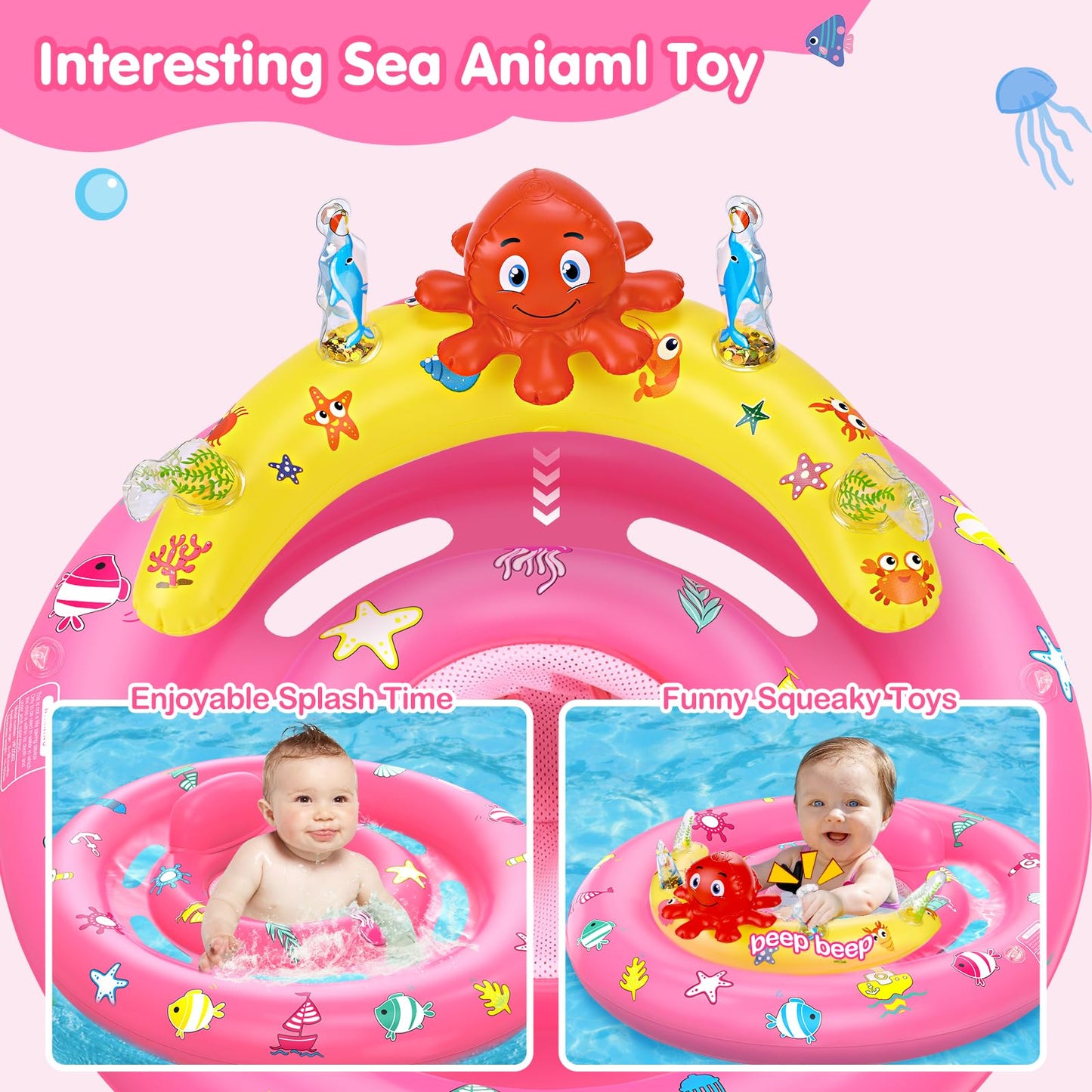 Hinzer Baby Pool Float with Canopy — UPF50+ Sun Protection, 6–36 Months