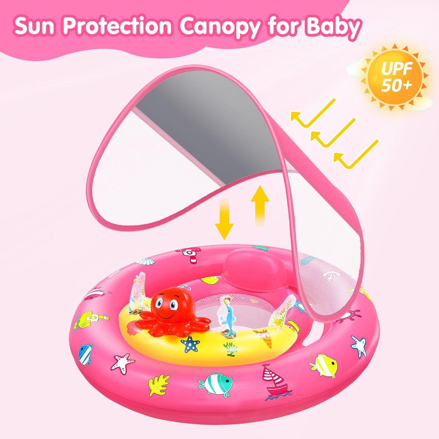 Hinzer Baby Pool Float with Canopy — UPF50+ Sun Protection, 6–36 Months