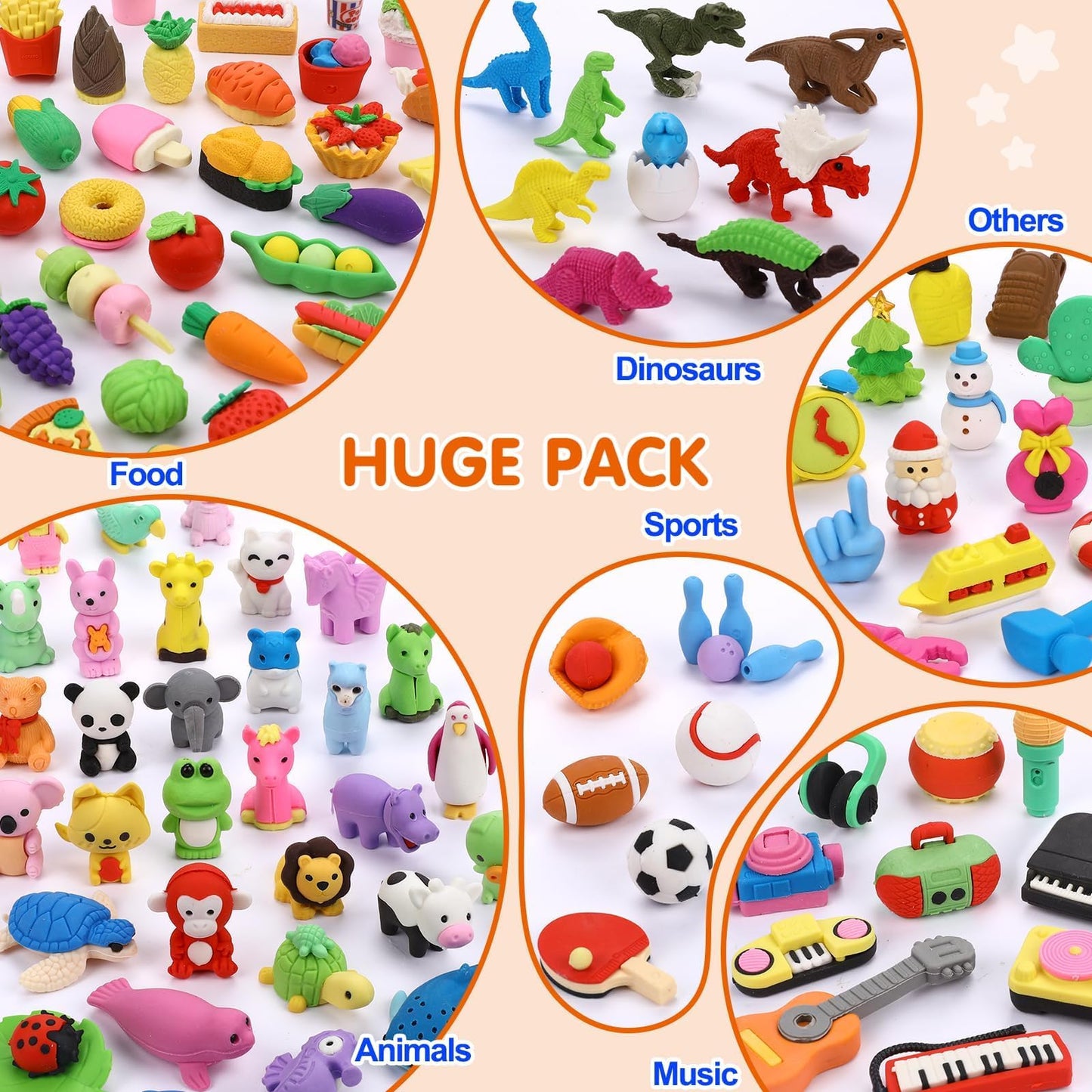 Hinzer 150-Pack Animal Erasers – 3D Puzzle Erasers for Kids, Classroom Rewards & Party Favors