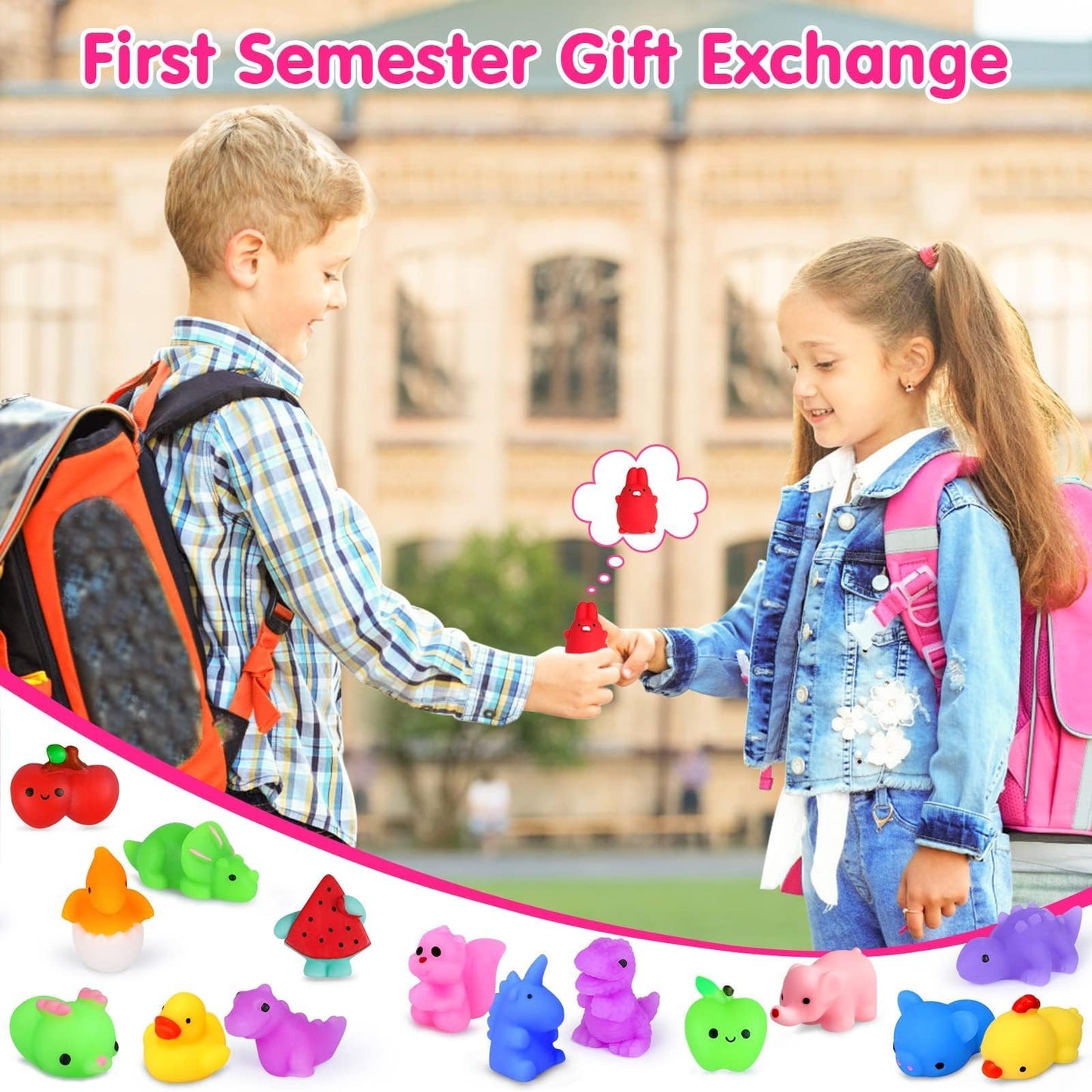 HINZER 130PCS Mochi Squishy Toys – Cute Dino & Animal Mini Squishies for Parties, Classroom Prizes & Stress Relief