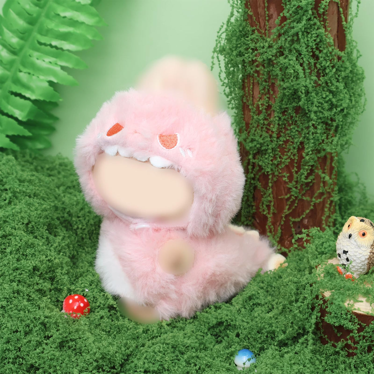 HiOKOU Labubu 17cm Doll Clothes – Pink Dinosaur Animal-Themed Outfits