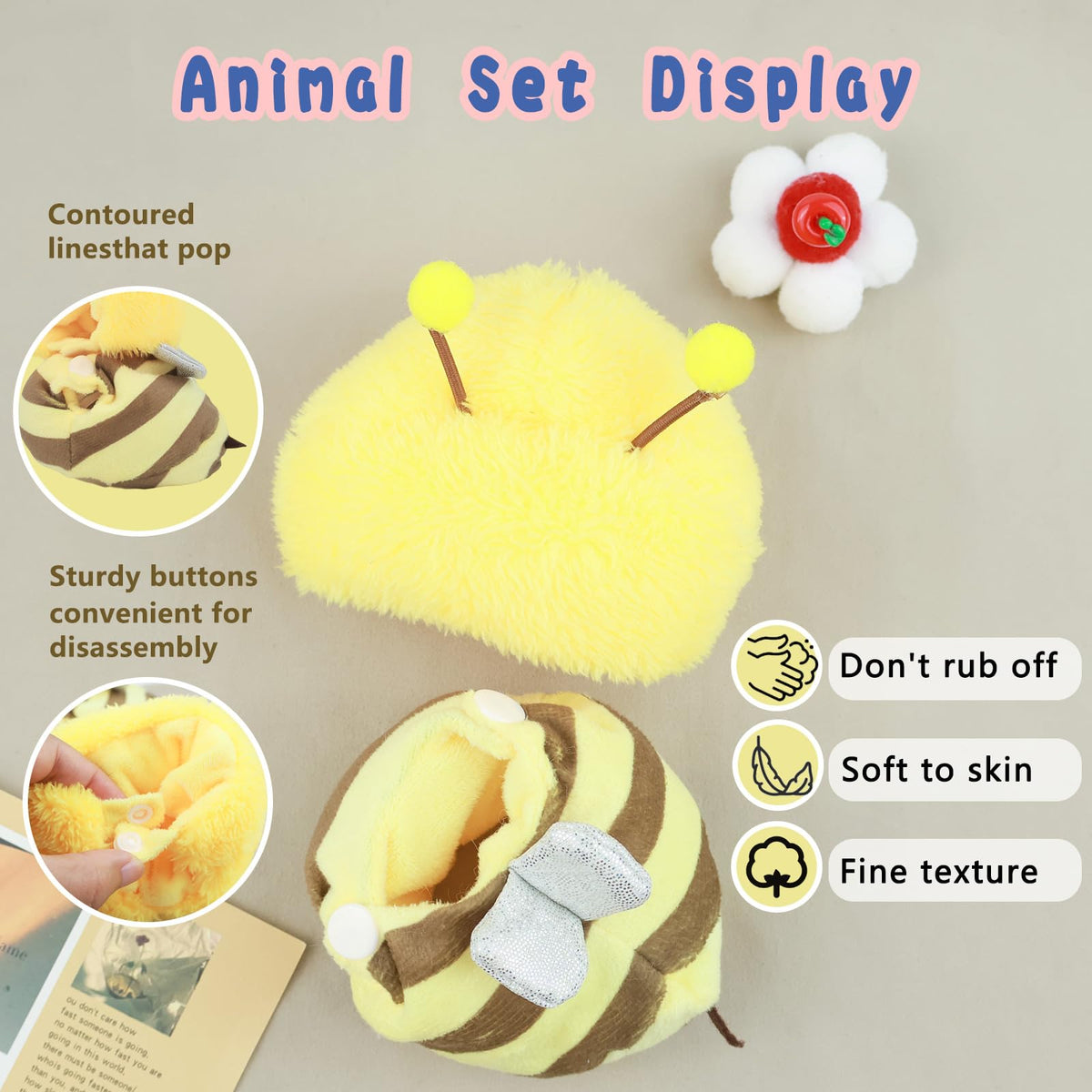 HiOKOU Labubu 17cm Doll Clothes – Cute Animal Outfits for Dress Up (Bee)