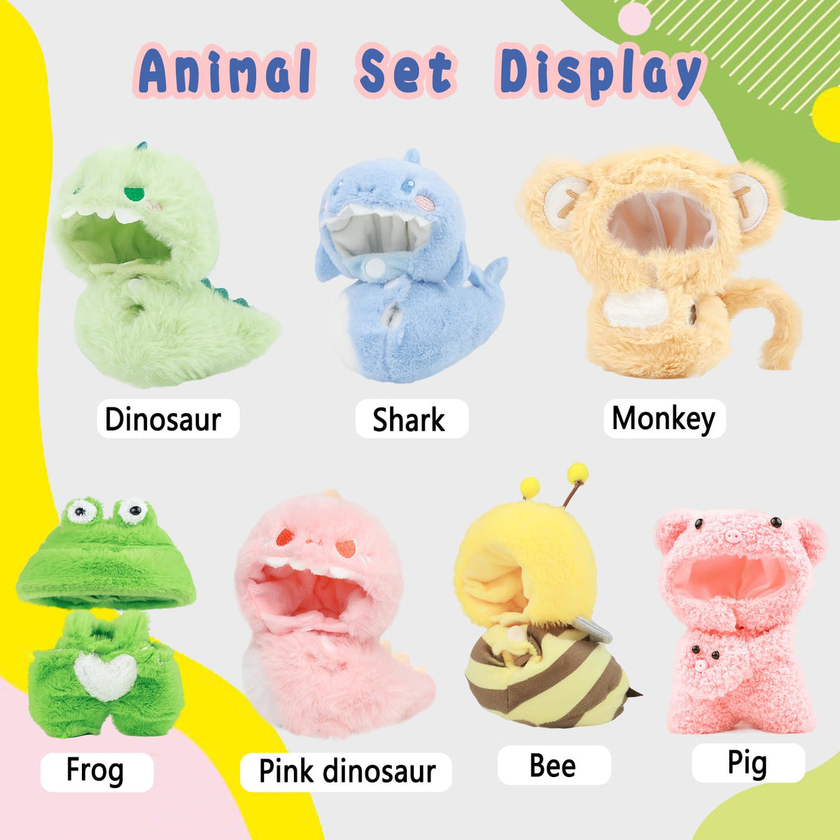 HiOKOU Labubu 17cm Doll Clothes – Cute Animal Outfits for Dress Up (Bee)