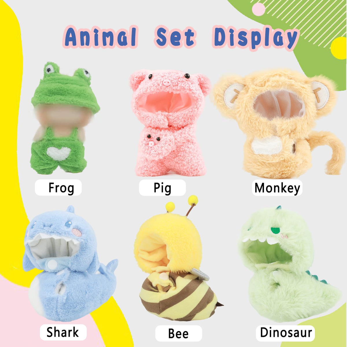HiOKOU Labubu 17cm Doll Clothes – Cute Animal Outfits for Dress-Up (Monkey)