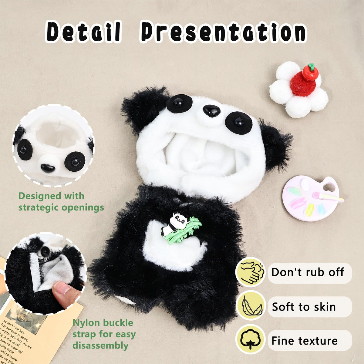 HiOKOU Panda 17cm Doll Clothes – Cute Animal Style Outfits for Labubu Accessories