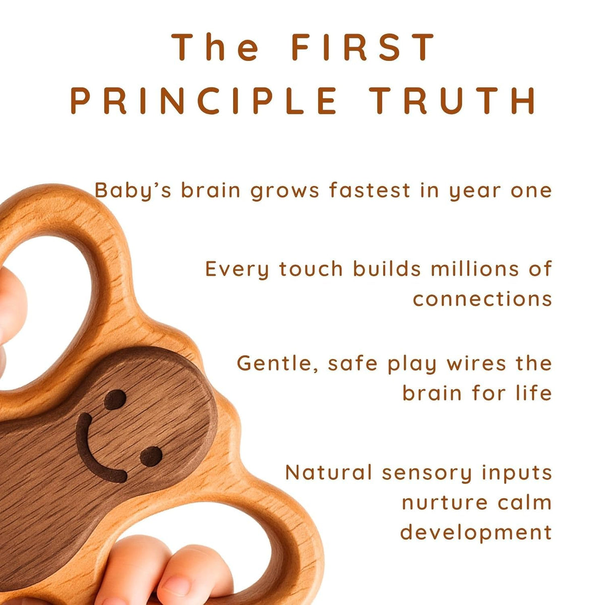 HIPPO TOYS Baby Rattle Teether – 100% Beechwood, No BPA, Montessori Wooden Toy Gift