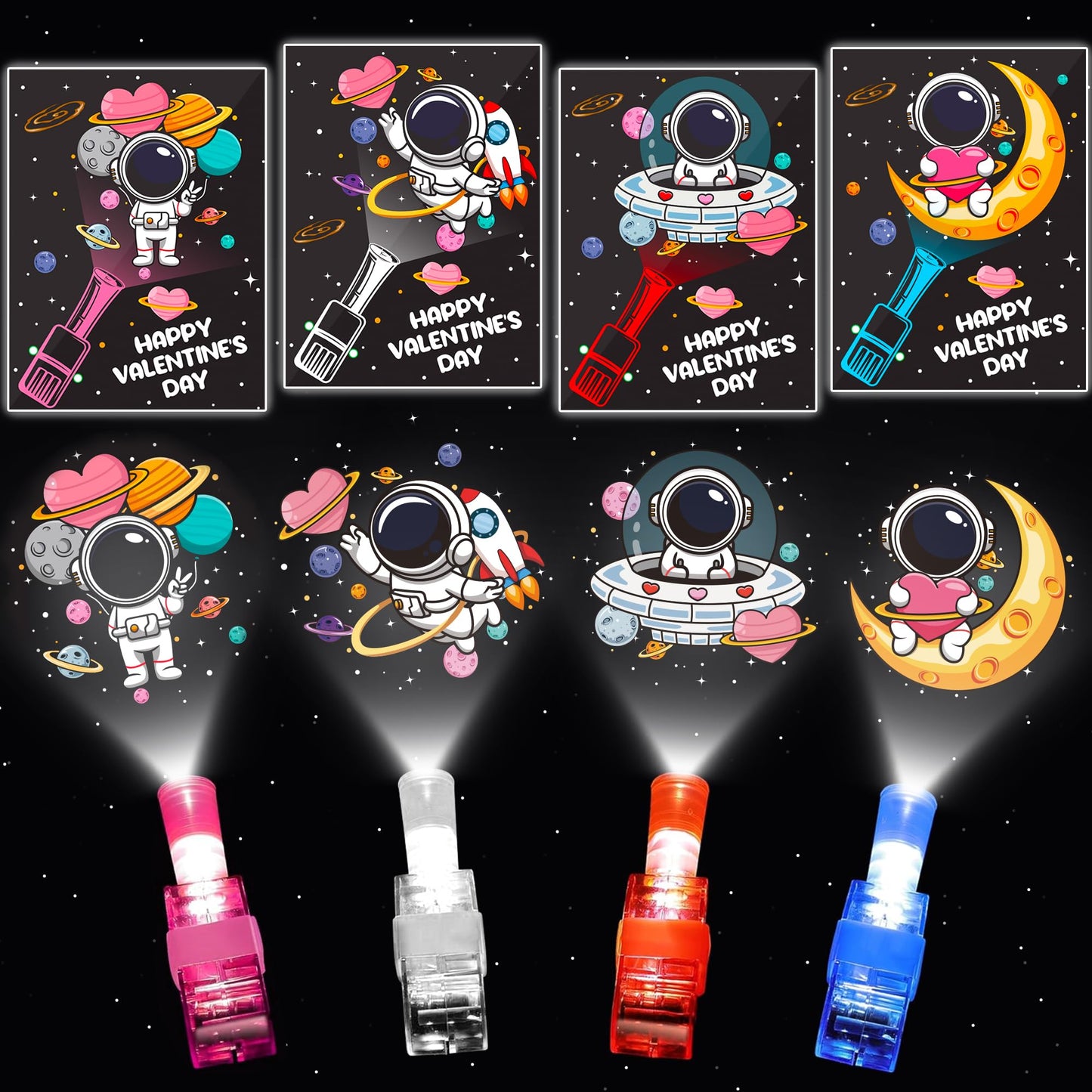 HIPYGYM 28-Pack LED Finger Lights Valentines Cards for Kids – Classroom Gifts