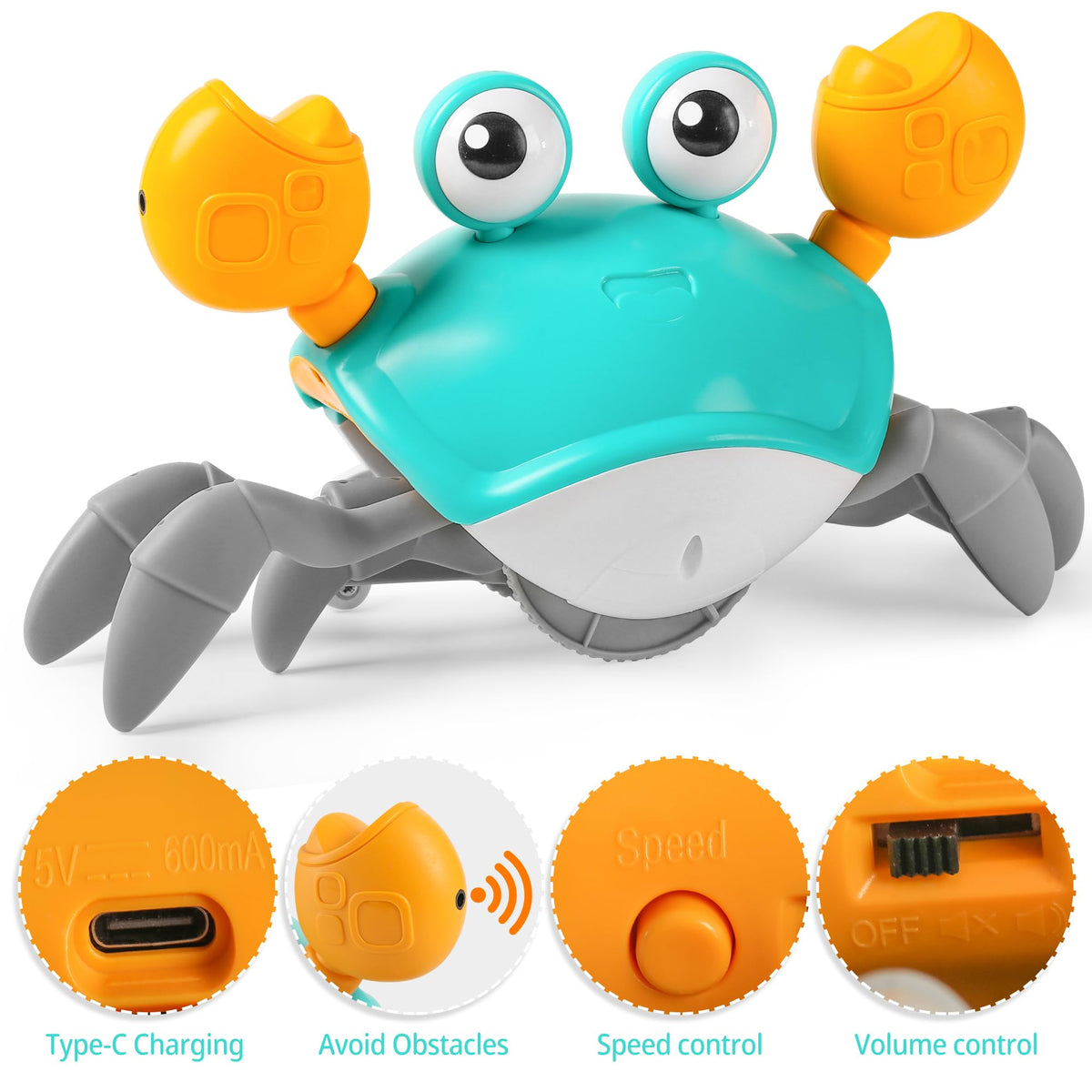 Hirger Crawling Crab Baby Toy – Light, Music, Tummy Time & Walking Help for Toddlers