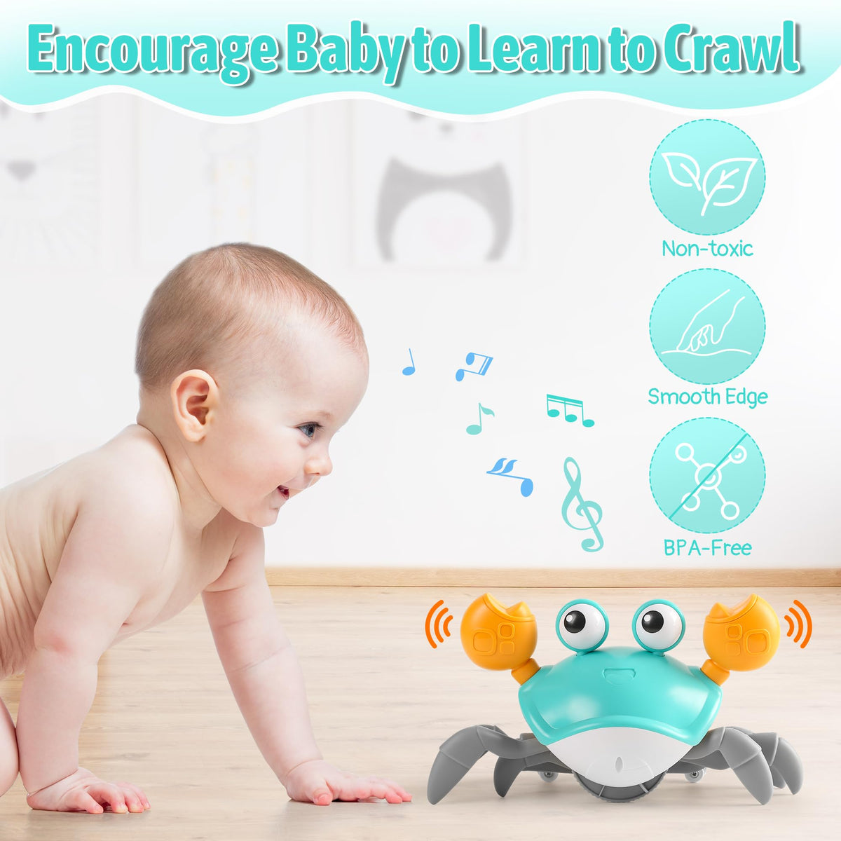 Hirger Crawling Crab Baby Toy – Light, Music, Tummy Time & Walking Help for Toddlers