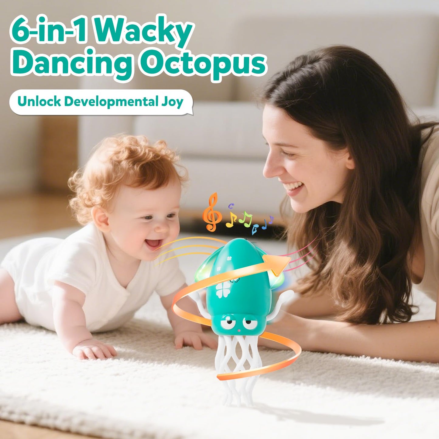 Hirger Dancing Octopus Baby Toy – Interactive Crawling Squid with Lights & Music for Infants & Toddlers