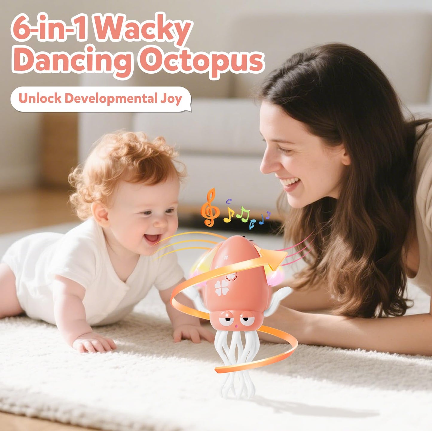 Hirger Dancing Octopus Toy – 3-in-1 Light, Music & Crawling Sensory Toy