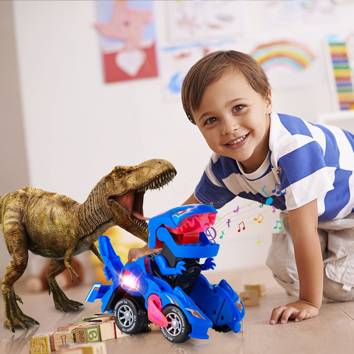 Hirger Transforming Dinosaur Car Toy – 2-in-1 Auto Transformer for Kids