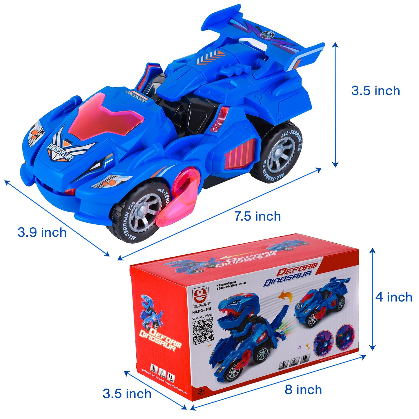 Hirger Transforming Dinosaur Car Toy – 2-in-1 Auto Transformer for Kids