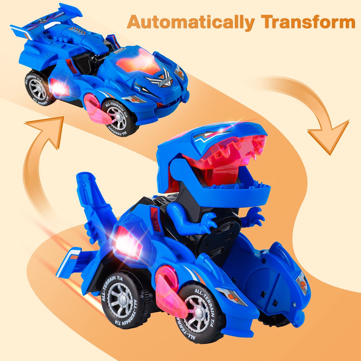 Hirger Transforming Dinosaur Car Toy – 2-in-1 Auto Transformer for Kids