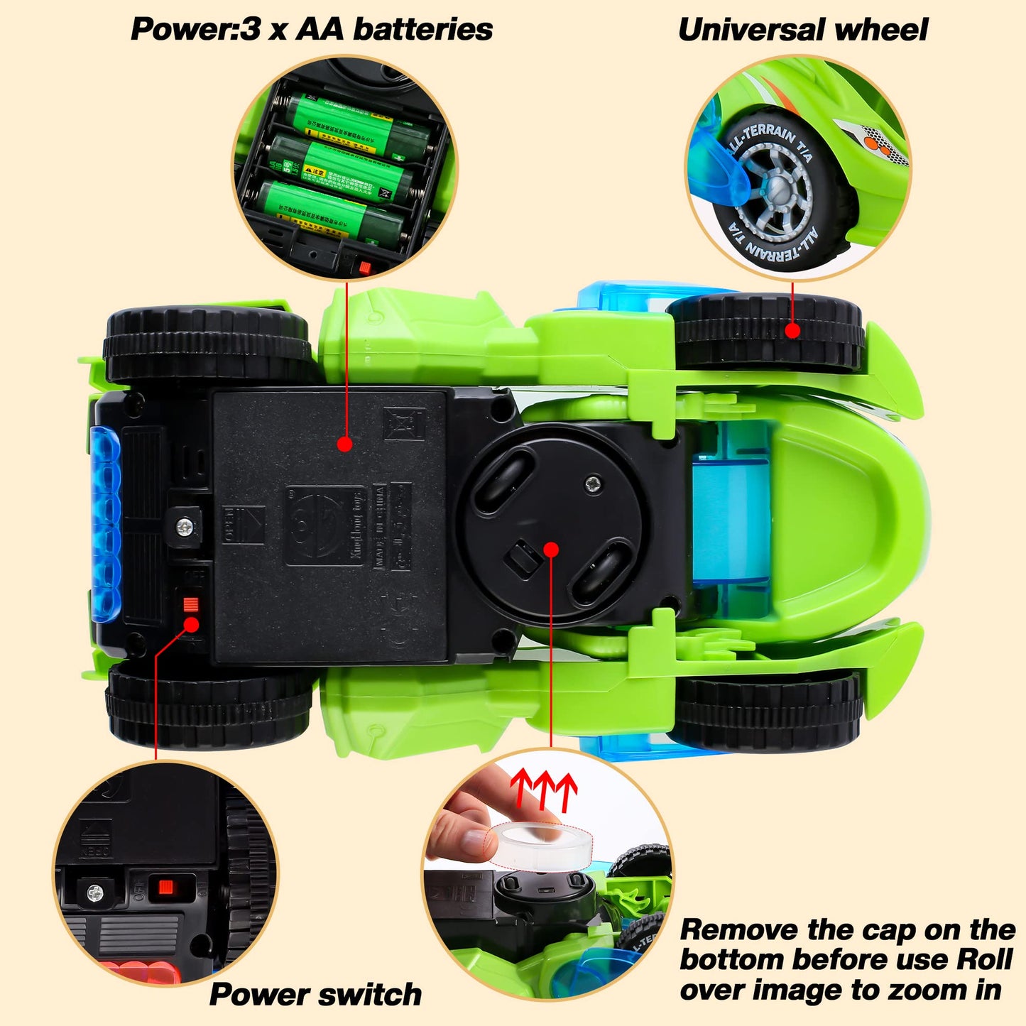 Hirger Transforming Dinosaur Car Toy – 2-in-1 Auto Transformer with Lights & Sound