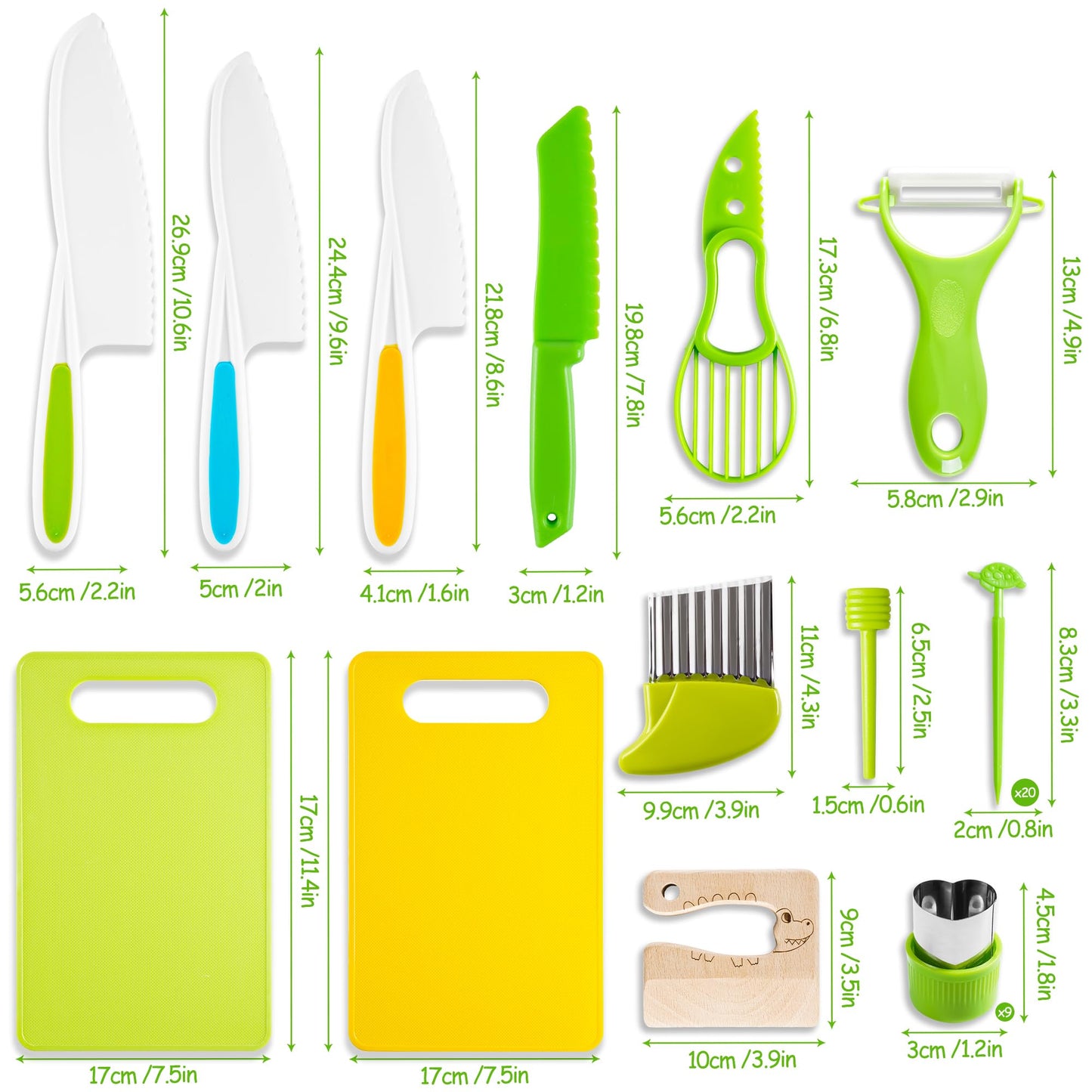 Hirger 40Pcs Kids Knife Set for Real Cooking – Montessori Kitchen Tools