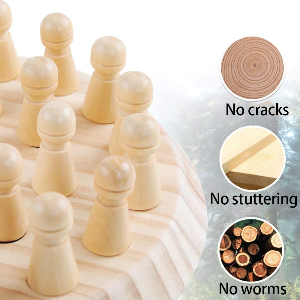 Hirger Wooden Memory Chess – Family Board Game for Kids & Adults | Montessori Educational Toy