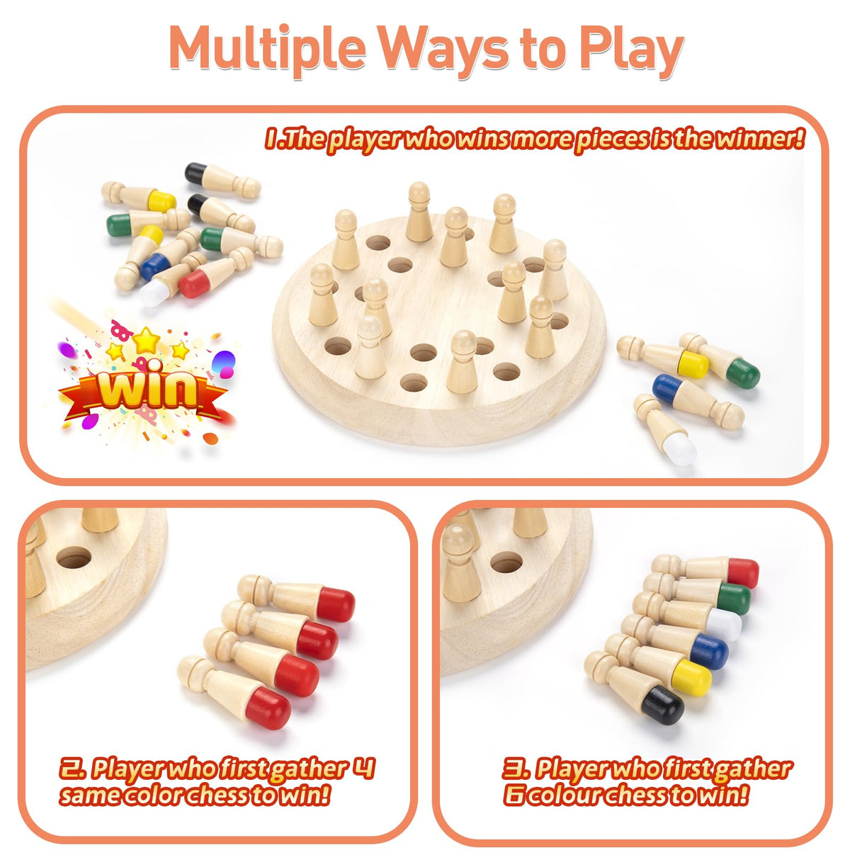 Hirger Wooden Memory Chess – Family Board Game for Kids & Adults | Montessori Educational Toy