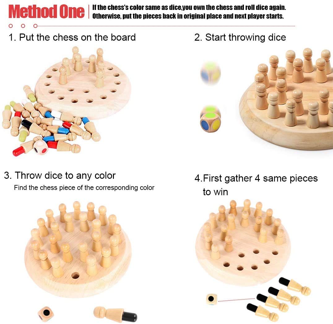 Hirger Wooden Memory Chess – Family Board Game for Kids & Adults | Montessori Educational Toy