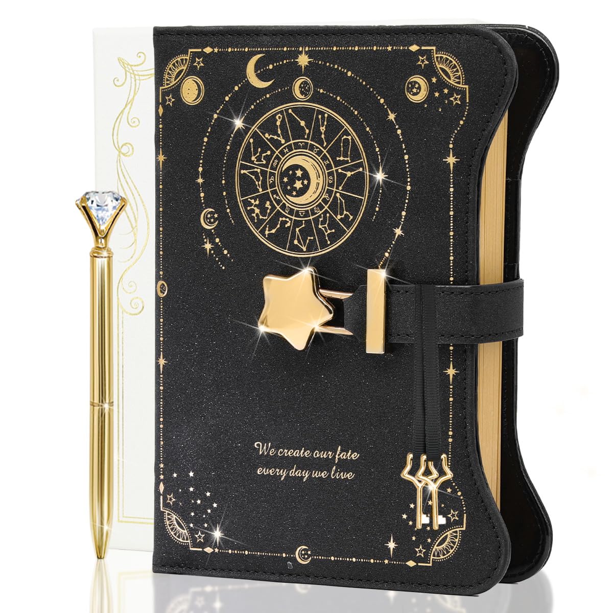 Hi!SCI Locking Diary for Girls and Women — Gift Box, Pen, Bookmark, 360 Kraft Pages (B6)
