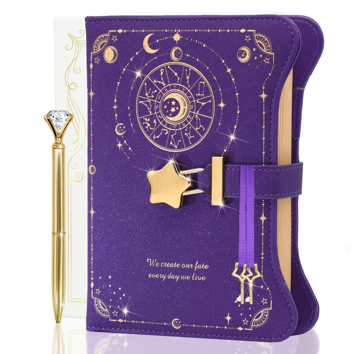 hi!SCI Diary with Lock and Keys – Locking Journal for Women & Girls, Gift Box, 360 Kraft Pages, Deep Royal Purple