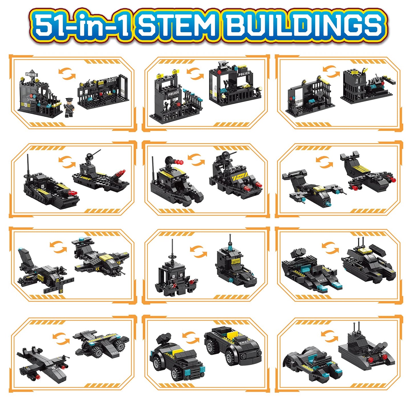 HISTOYE 51-in-1 Robot Building Kit for Kids – STEM Erector Set (Ages 6–12)