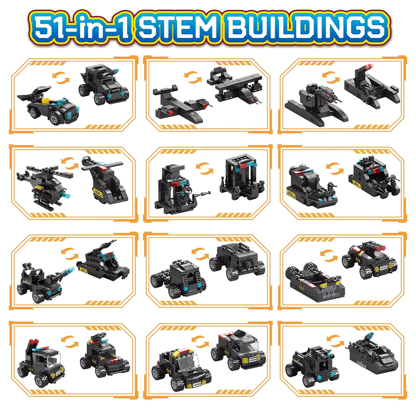 HISTOYE 51-in-1 Robot Building Kit for Kids – STEM Erector Set (Ages 6–12)