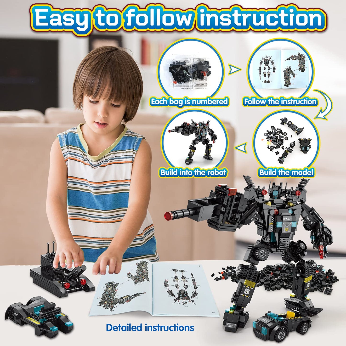 HISTOYE 51-in-1 Robot Building Kit for Kids – STEM Erector Set (Ages 6–12)