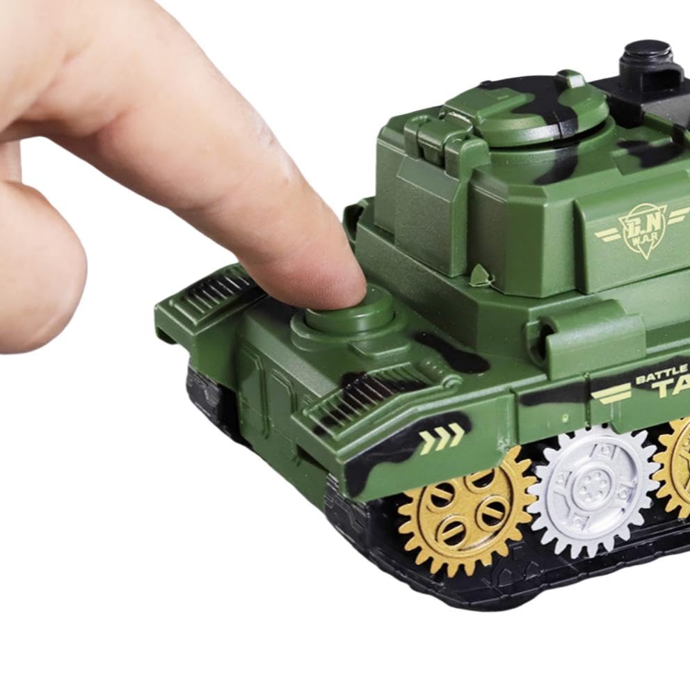 Hitatol ABS Military Tank Toy with 360° Turret, Projectile Launcher & Pop-Out Mini Tank (Grey)