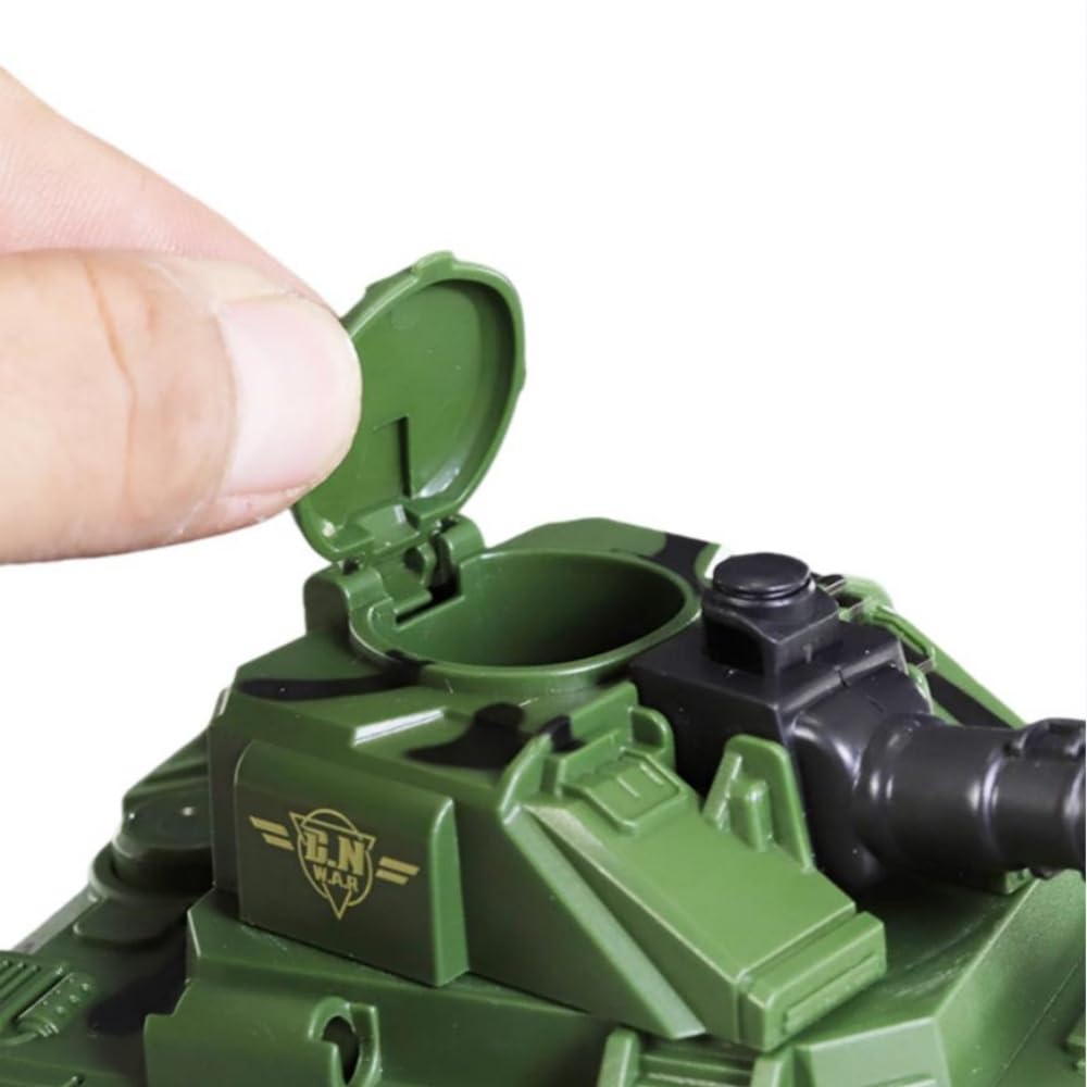 Hitatol ABS Military Tank Toy with 360° Turret, Projectile Launcher & Pop-Out Mini Tank (Grey)